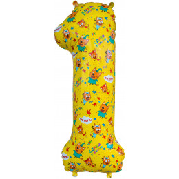 Шар (34''/86 см) Цифра, Три Кота, Желтый, 1 шт с гелием