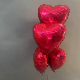 5 Красных сердца 45 см наполненные Гелием - 604